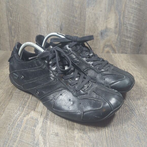 Vintage Diesel Sneakers Mens 10.5 Almaty Leather Lace Up Shoes Square Y2K Black - Picture 1 of 13
